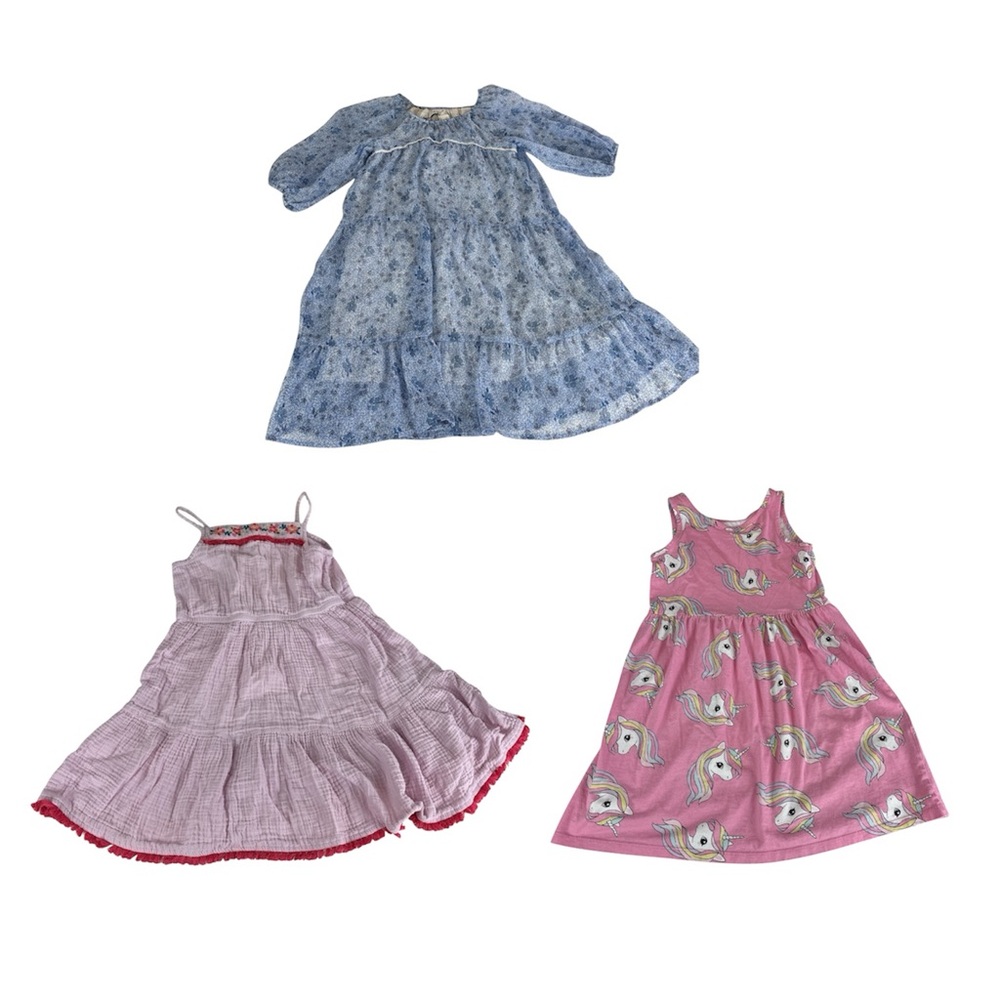 girl's summer dresses Sonoma Blue Floral and Pink Unicorn Dress Set